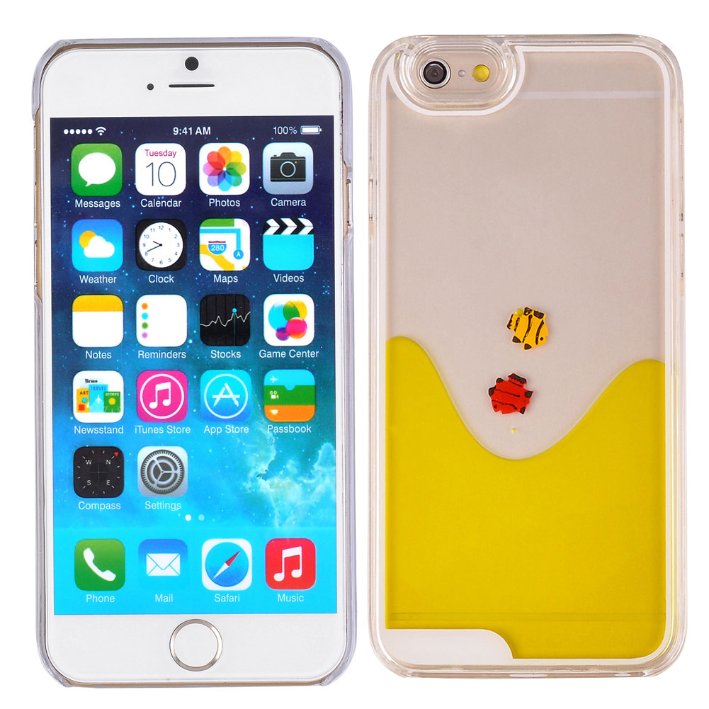 Yoption Case for iPhone 6,Cover for iPhone 6,Case for iPhone 6 with 4.7 inch Screen,Hard Case for iPhone 6,Creative Design Flowing Liquid Swimming Fishes Hard Case for Apple iPhone 6 with 4.7 inch Screen (Yellow)