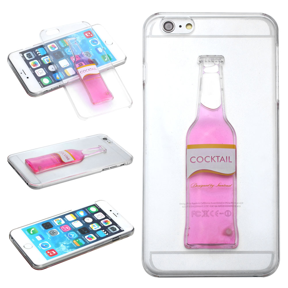 Yoption iPhone 6 Plus 5.5 Inch Case Cover-3D Flowing Liquid Cocktail Wine Beer Bottle Shape Clear Hard Transparent Case Cover for iPhone 6 Plus 5.5(Pink)