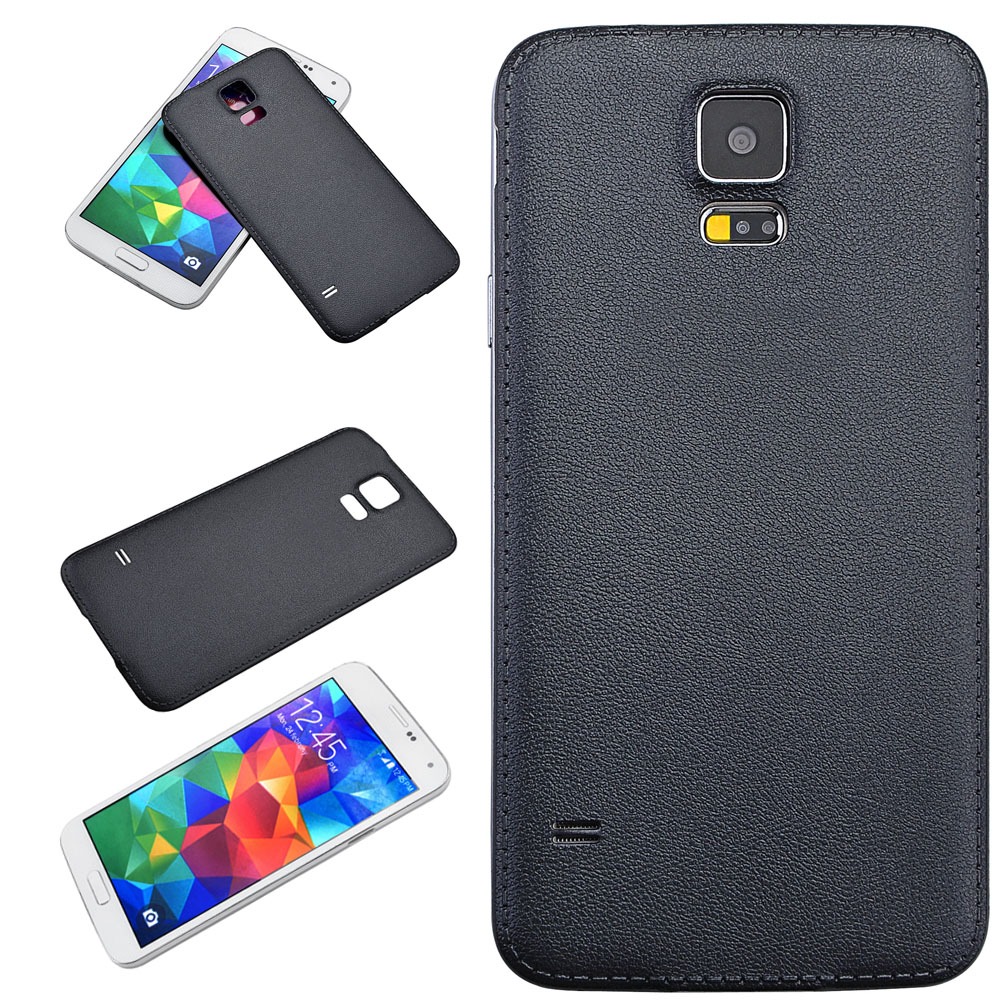 Yoption Samsung Galaxy S5 Back Case-Leather Back Cover Stylish Ultra Slim Thin PU Skin Case Cover For Galaxy S5 I9600(Black)