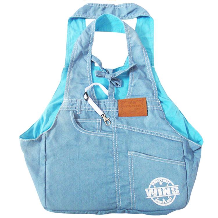  Yoption Portable Light Blue Denim Pet Tote Handbag, Single-shoulder Sling Carrier for Small Dog Cat