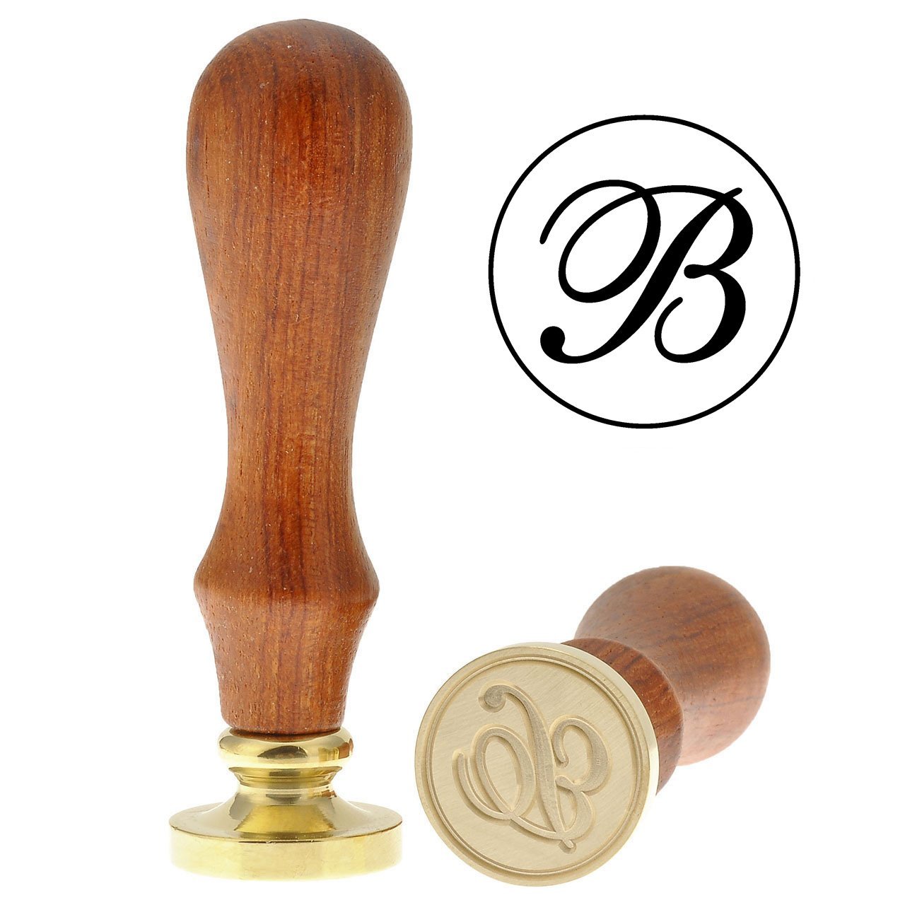 Letter B Wax Seal Stamp, Yoption Vintage Retro Brass Head Wooden Handle Alphabet Letter Initial Wax Classic Sealing Wax Seal Stamp (B) 