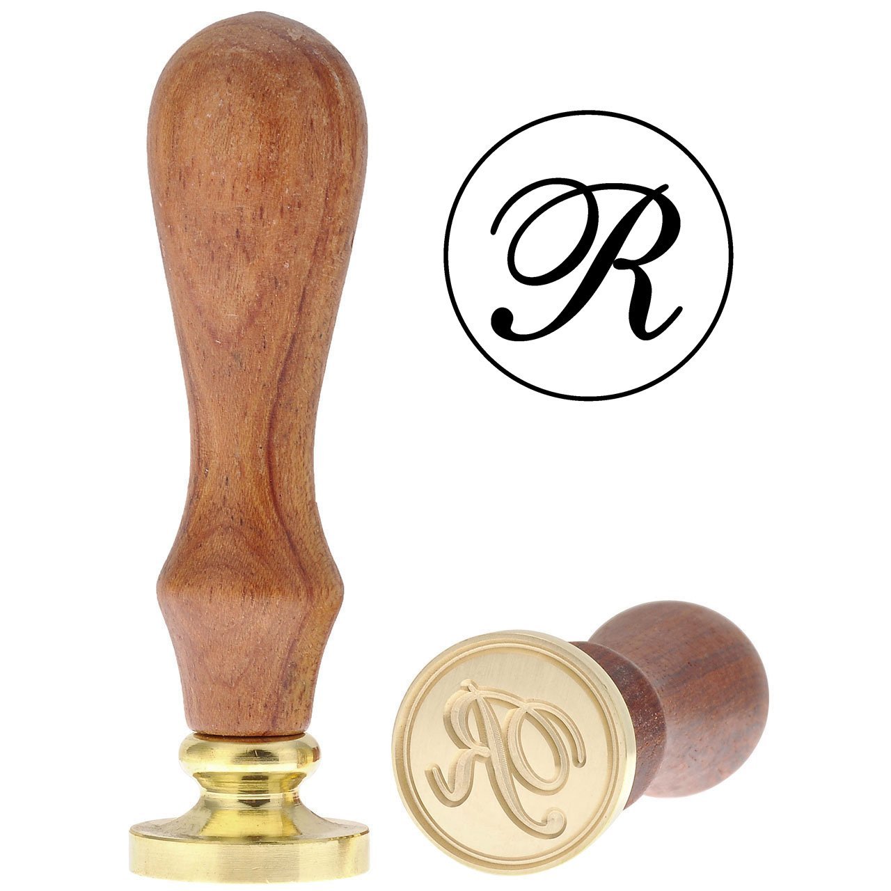 Letter R Wax Seal Stamp, Yoption Vintage Retro Brass Head Wooden Handle Alphabet Letter R Classic Sealing Wax Seal Stamp (R) 