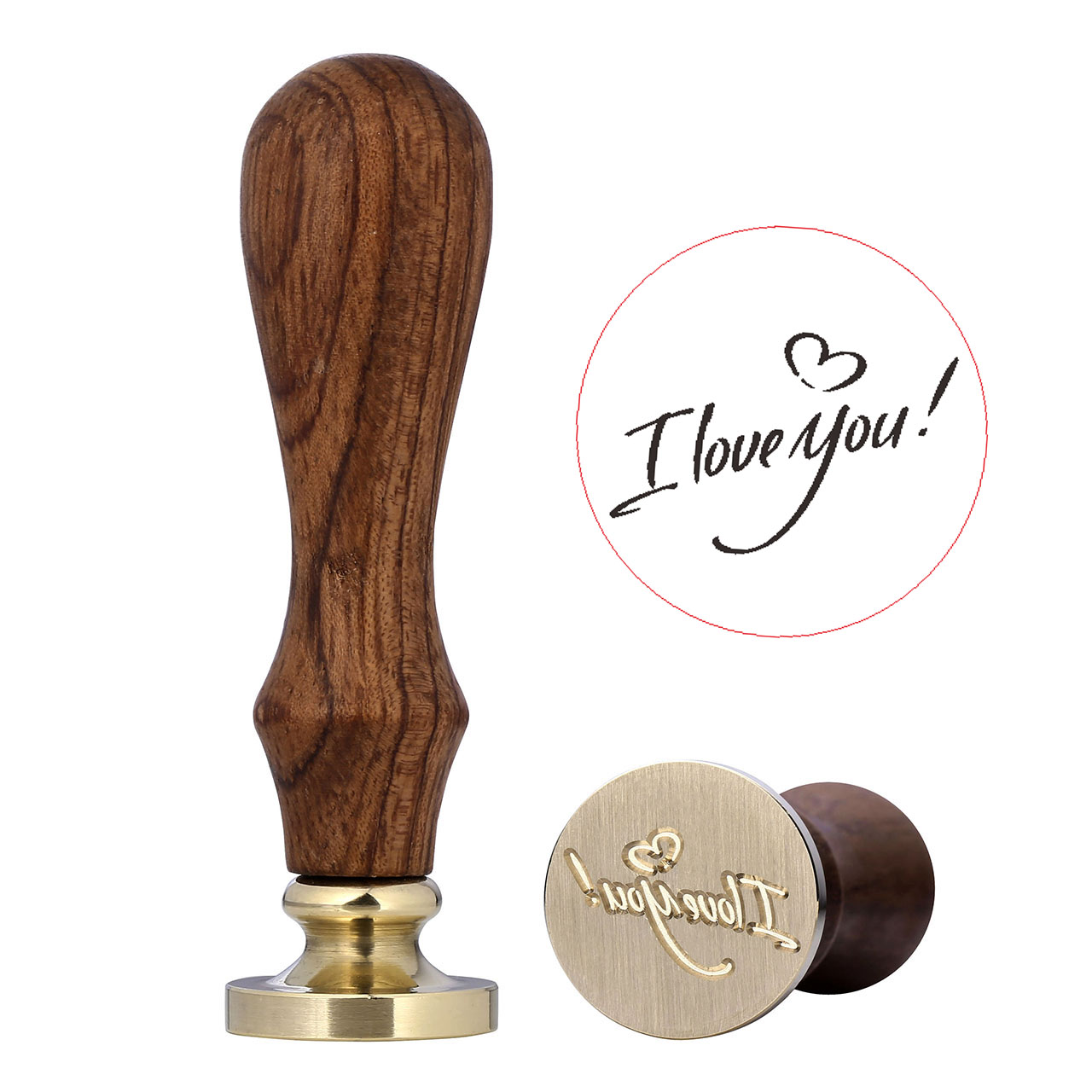 I Love You Wax Seal Stamp,Yoption Vintage Retro Brass Head Wooden Handle I Love You Sealing Wax Seal Stamp,Great for Embellishment of Cards Envelopes,Invitations,Wine Packages,Ideal Gift (I Love You) 
