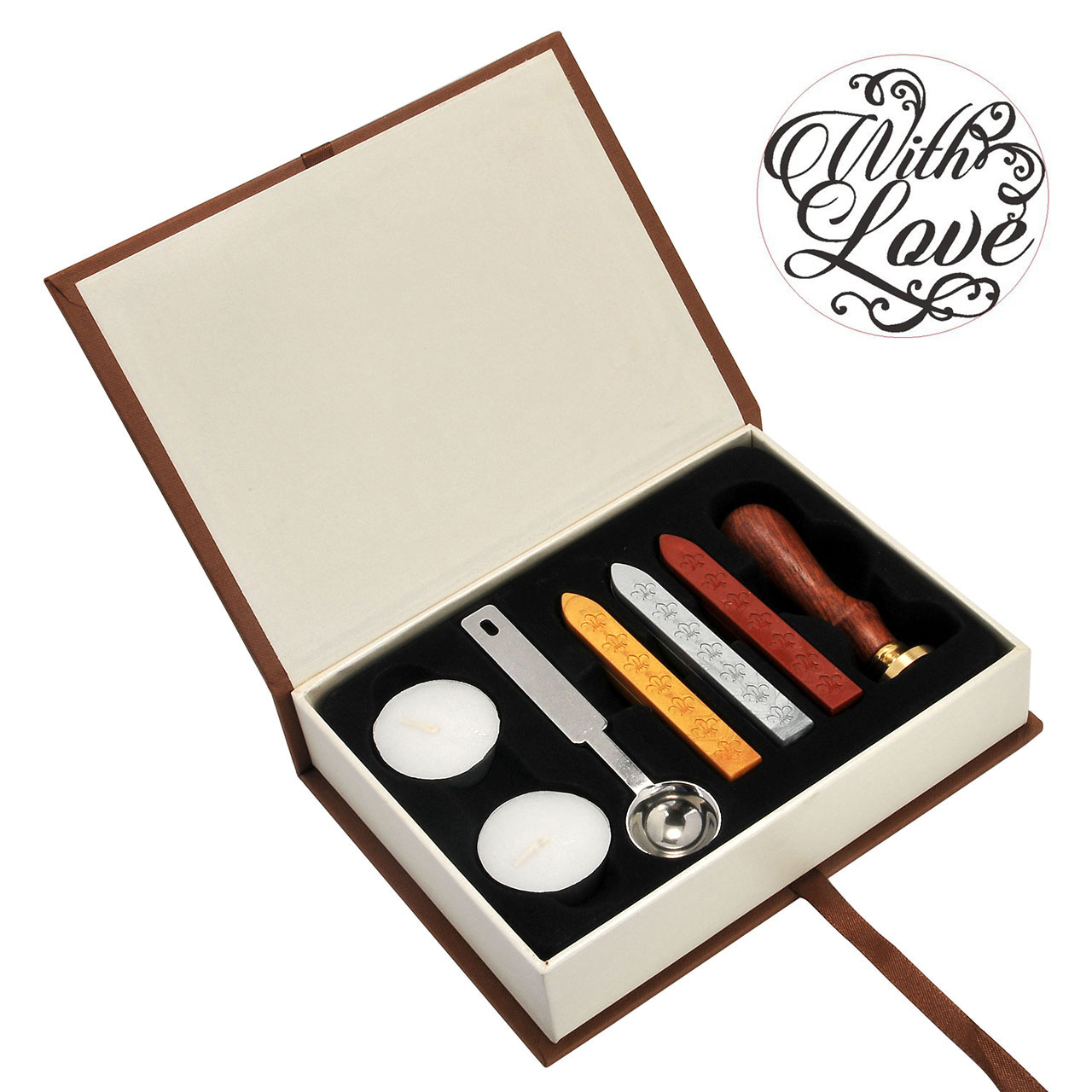  With Love Wax Seal Stamp Set, Yoption Classic Vintage Seal Wax Stamp Set, Retro Seal Stamps Maker Gift Box Set (With Love)