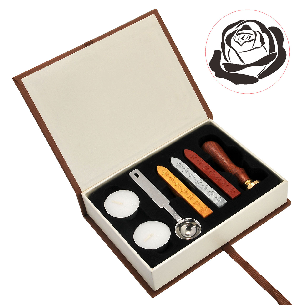 The Rose Wax Seal Stamp Set, Yoption Classic Vintage Seal Wax Stamp Set, Retro Seal Stamps Maker Gift Box Set (The Rose #2)