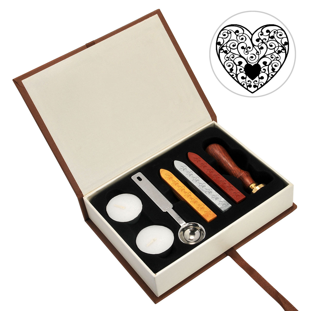 Heart Wax Seal Stamp Set, Yoption Classic Vintage Seal Wax Stamp Set, Retro Seal Stamps Maker Gift Box Set (Heart)